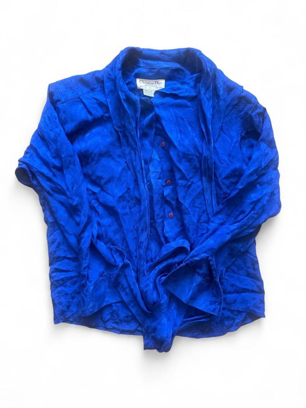Dior Vibrant Cobalt Blue Silk Blouse